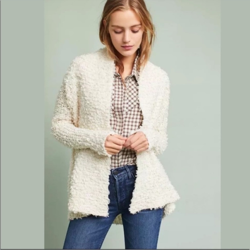 Anthropologie Akemi + Kin Bernadette Fuzzy Cardigan in Ivory Sz S